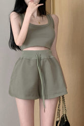 Zweiteiliges Set, ärmelloses Tanktop, Shorts, Hosenanzug
